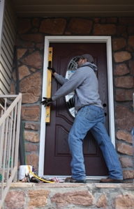 DoorTrim_6LR Tilt in the new pre-hung door and plumb the hinge side against the wall framing.
