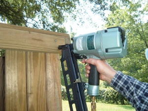 A high-quality framing nailer, like this model from Hitachi, can dramatically speed up assembly.