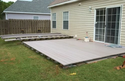 With the low deck joist system in place, you can use standard decking techniques to complete the job. Use a nail to space the decking boards and fasten with the appropriate length screws.