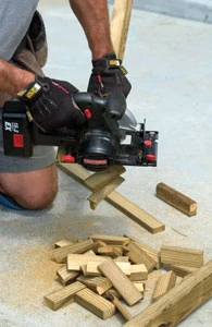 Chop (cross-cut) shims into lengths of about 4 inches.