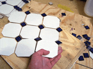 This type of mosaic tile is attached to a flexible scrim backing for easy installation.