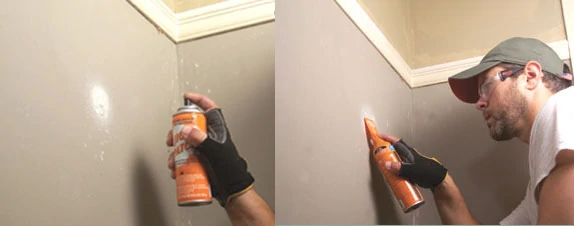 We repaired the walls with Jigaloo, a three-part spackle kit in a can.