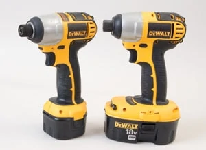 DeWalt offers lighter duty 9.6V and heavy-duty 18V versions of its impact drivers.