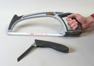 Shown above are two "specialty" saws, a hacksaw (top) and a folding jab saw.