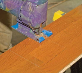 Avoid locking the pieces together when scribing and test fitting pieces on an irregular obstacle.