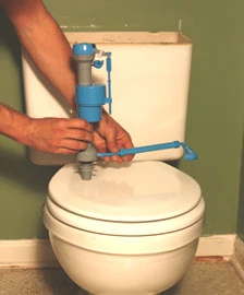 On the second toilet we installed the HydroClean 660 fill valve, which includes a pipeline of water jets that cleans the bottom of the tank.