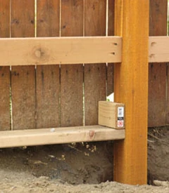 Shown here is a U-jig in action, used for consistent spacing of the posts.