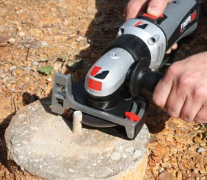 A spiral-saw equipped with a cutoff attachment can cut wood, chop pipe and trim J-bolts from concrete pier footings.