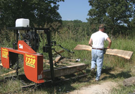 0 1a1a1aReclaimedWoodTT15 The ultimate for home-shop milling is a bandsaw mill, such as the Timber King model shown. These mills are portable, waste little wood and are relatively safe and easy to use.