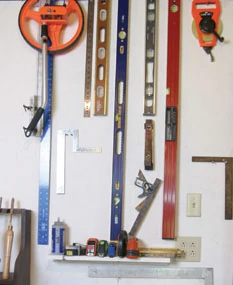 Optimize as much wall space as possible to keep tools and materials out of the way.