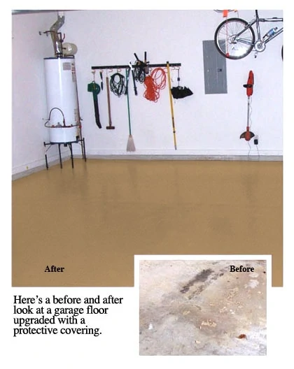 Here is a before and after look at a garage floor upgraded with a protective covering.