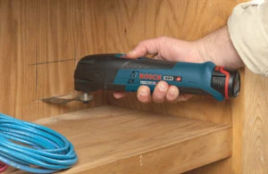 The 12V Bosch Multi-X includes two lithium-ion batteries for cordless portability.