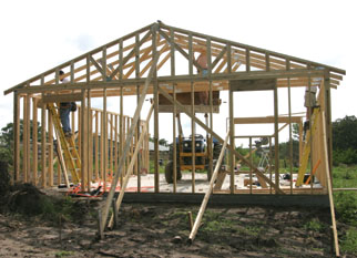 Framing construction building a house