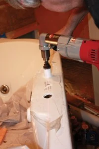 A quality hole-saw provides an accurate way to drill the mounting holes in the body of the tub.
