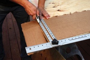 head3 Cut a cardboard template to the same width as the plywood frame. The height of the template must be large enough to encompass your corner cuts.