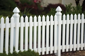 Notice how the rails in this vinyl fence design are mortised into the posts.