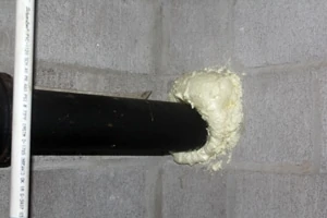 Expanding foam can also be used to fill in larger openings around pipes.
