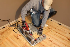 Flooring installation involves a lot of cutting. The new SKIL Flooring Saw is lightweight and compact enough to easily tote to the job site, while providing you the ability to make rips, miters and crosscuts.