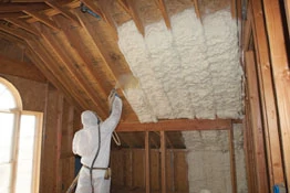 Expanding foam insulation is sprayed in place to quickly seal, soundproof and insulate walls and ceilings. In just seconds the foam expands to provide a flexible foam blanket of millions of tiny air cells, filling building cavities and sealing cracks and crevices. (Photo courtesy Tiger Foam)