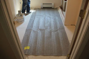 Be sure to dry-fit the heating mats before installing with mortar.