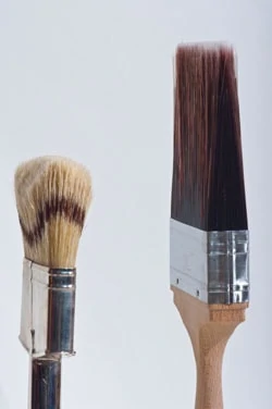 Badger-bristle brush versus Polyester-bristle brush