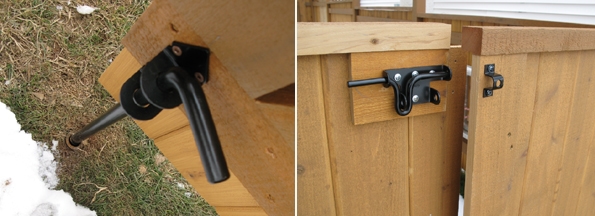 A cane bolt holds one panel