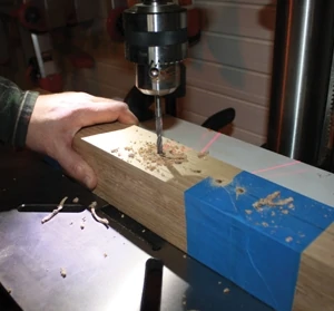 Drilled all the shelf holes at once using a drill press