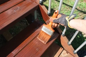 Brush the stain into the wood-grain