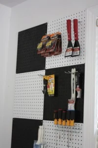 An almost endless variety of hooks, hangers and tool holders are available for pegboards.