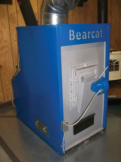 Shown is the Bearcat wood-burning furnace from Charmaster.