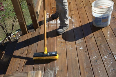Even if your deck is several years old and showing signs of natural weathering, it’s easy to restore the original color and beauty of the wood by applying a cleaning solution and wood brightener.