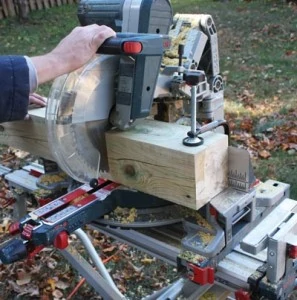 A Bosch 12” gliding miter saw made it easy to cut the 6x6 bed posts.