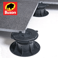 The Buzon pedestal system enables elevated floors even on pitched roofs.