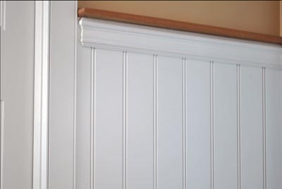 Beadboard wainscoting consists of tongue-and-groove boards that interlock to create vertical lines. (Photo courtesy American Beadboard)