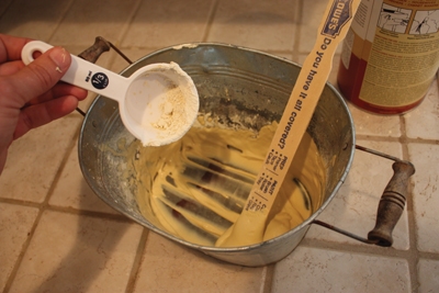 Mix the Water Putty to the consistency of thick pancake batter. 