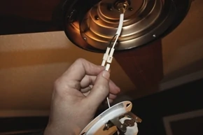 If your fan includes a light fixture it’s usually the last component to be installed. 