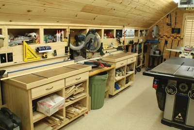Adding Storage options to your bench or its surroundings will help organize the workspace. 