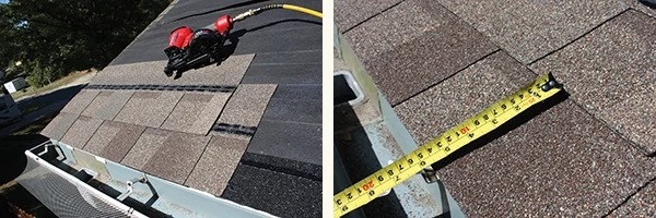 The trimmed shingle ensures the seams are staggered between courses. Install StormMaster Shake Shingles with 5-5/8” exposure.