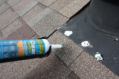 Seal any exposed fasteners with quality roofing sealant. Gardner-Gibson's Leak stopper goes on white but dries clear. 