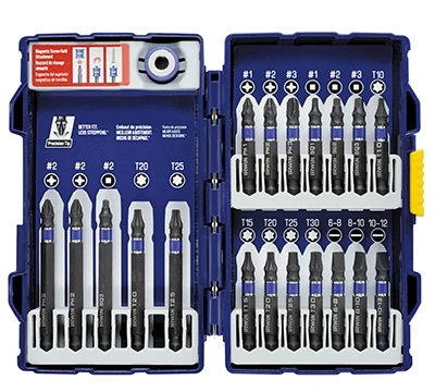 Irwin’s 20-Piece Impact Performance Series Bit Set (1903766) is designed specifically for use with impact drivers. 