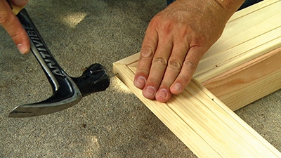 Carefully fasten the joints with small finish nails or an air-driven pin nailer. 