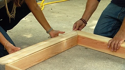 Assemble the molding pieces for a picture-frame look. 