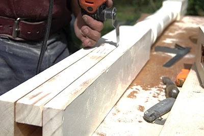 The notched cuts were started with a circular saw and completed with a multi-tool. 