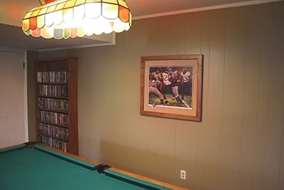 Before: The previous owner had remodeled the basement with wall paneling. 
