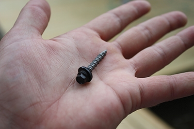 The fasteners of choice are color-coated screws with sharp points and EPDM vulcanized bonded washers to seal out water. 