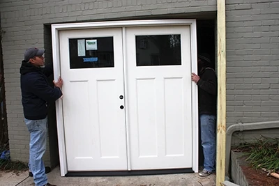 For this project we were able to position the new door and build the rough opening around it. 