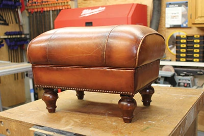Footstools often wear at the joint between the legs and seat. 