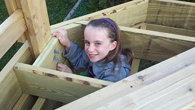 My daughter Lexi is now 15 and doesn't want to do this stuff with me. This was one of my best days as a dad. Also, you can get a closer look at the 'I-beam' post here from pergolas I built.