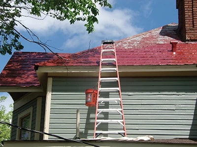 When possible, paint from a ladder rather than climbing atop the roof. 