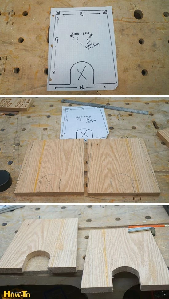 plans for step stool legs with decorative cut out